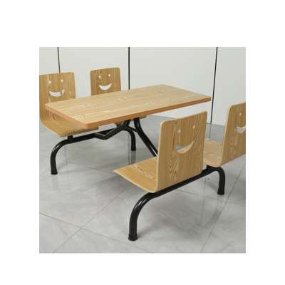 Furniture Cheap Canteen Steel Wooden Wholesale Dining Table And Chairs Dining Table Set