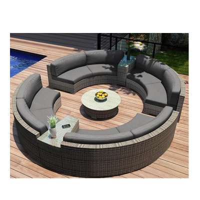 Patio Round PE Rattan Wicker Garden Furniture Sectional Outdoor Rattan Round Garden Sofa Sets