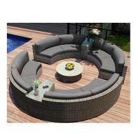 Patio Round PE Rattan Wicker Garden Furniture Sectional Outdoor Rattan Round Garden Sofa Sets