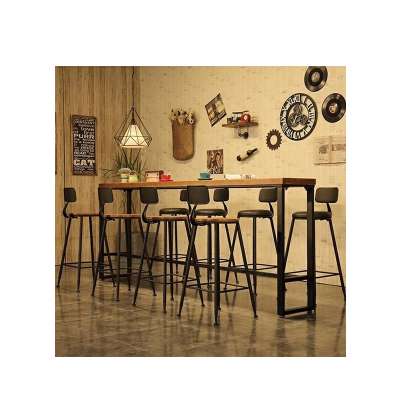 Restaurant Bar Counter Stool Home Modern Cafe Furniture Metal High Bar Table and Chairs