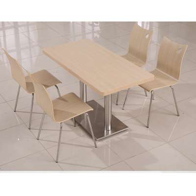 European Style Restaurant Tables And Chairs Rectangle Stainless Steel Wood Metal Dining Table With 4 Chairs