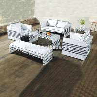 black and white color rattan cross weaving outdoor sleeper sofa garden furniture with waterproof slipcover HFA-033